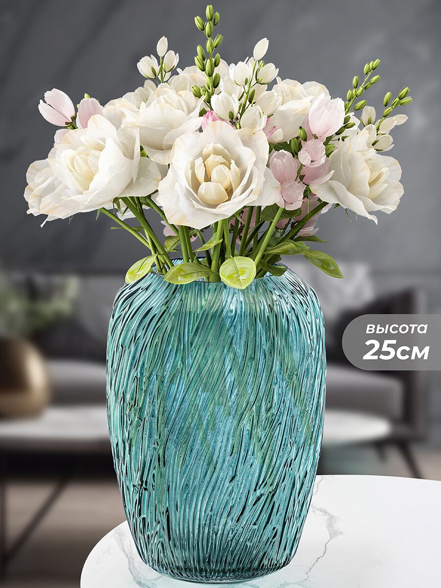 Ваза настольная 4 л Elan Gallery 19х19х25 см темно-зеленая стекло