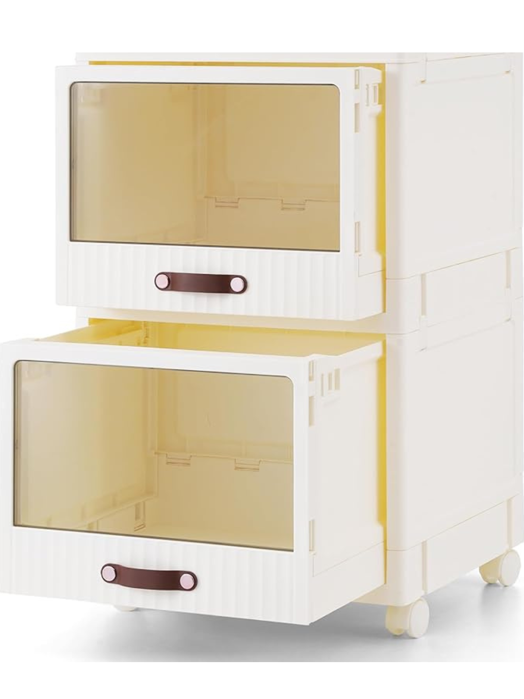 Подвижный пластиковый шкаф для документов с 2 ящиками, белый