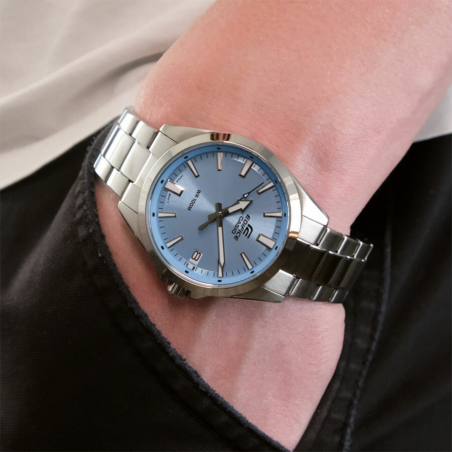 Наручные часы CASIO Edifice, серебряный, голубой — фото 1