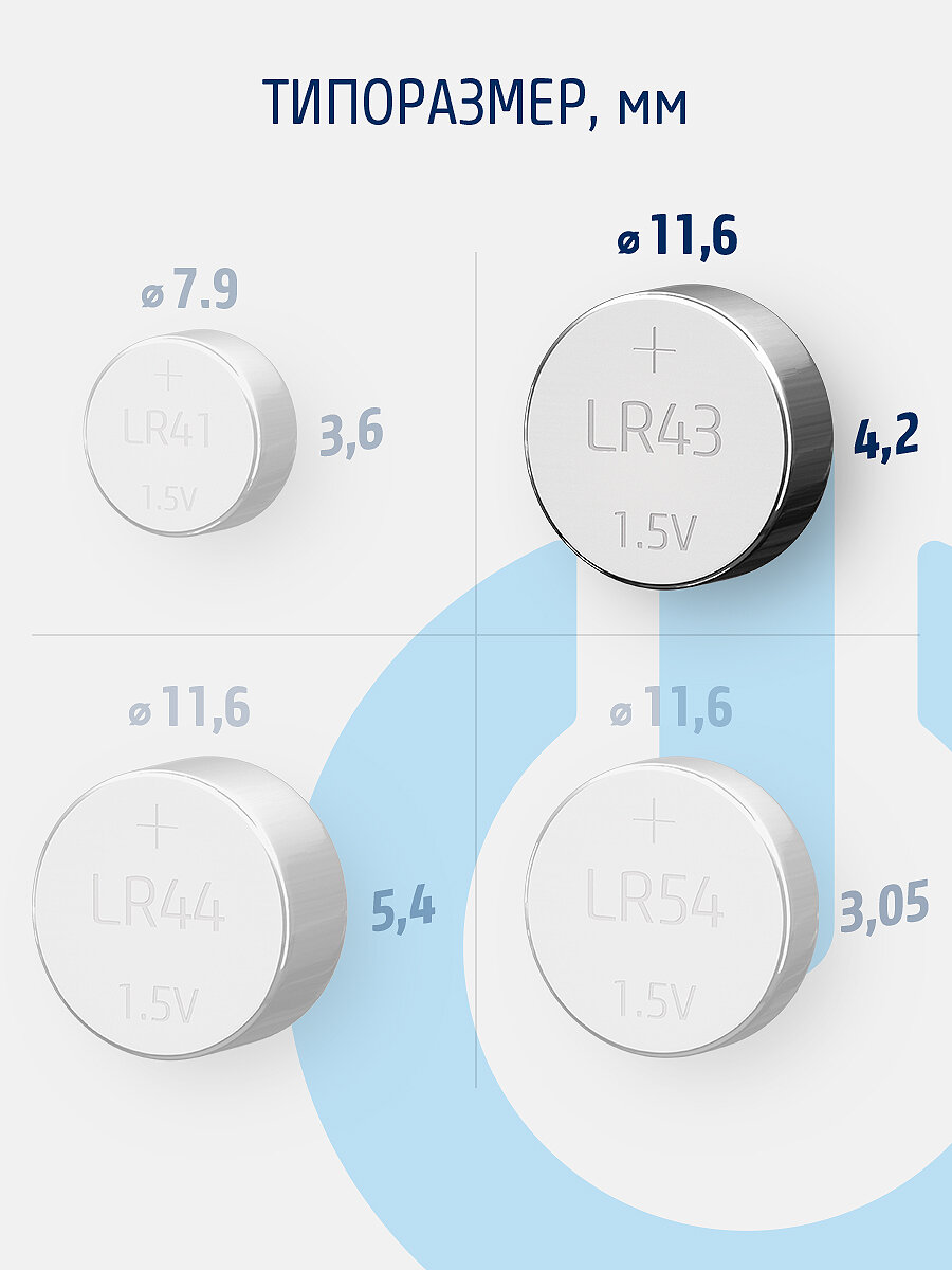 Батарейки алкалиновые фотон LR43/AG12/G12/LR1142,10 шт в блистере — фото 1