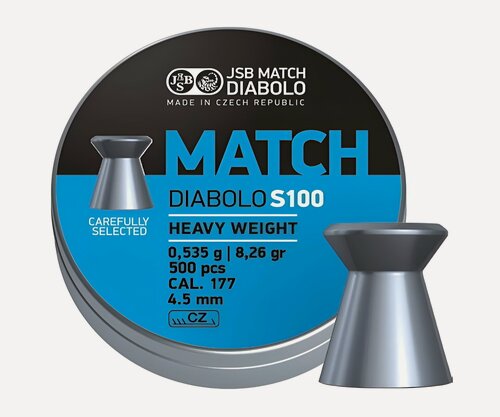 Изображение товара Пули JSB Blue Match Diabolo S100 4,5 мм, 0,535 грамм, 500 штук