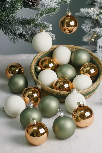Изображение товара Набор стеклянных шаров Коллекция пряный вечер, стекло, матовые и глянцевые, 60 мм, 20 шт, Winter Deco 1001266