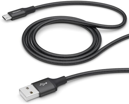 Кабель Deppa Alum USB - microUSB, 1.2 м, черный