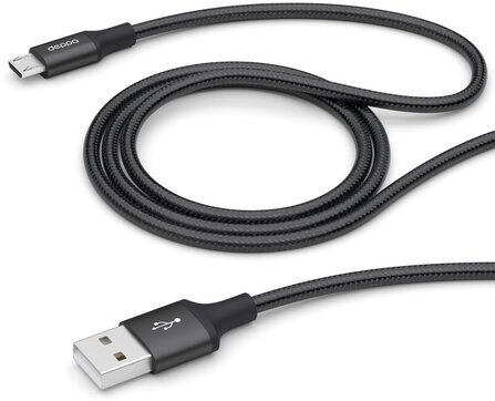 Кабель Deppa 72192, USB - microUSB, алюминий/нейлон, 1,2м, Серый - фото №1
