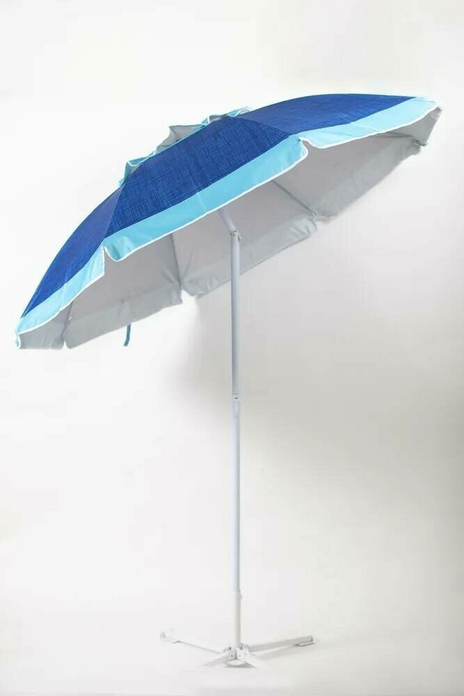 Зонт пляжный, солнцезащитный 2.0 м , 8 спиц метал бел. ткань-оксфорд с серебром внутри. С клапаном и наклоном. - фотография № 3
