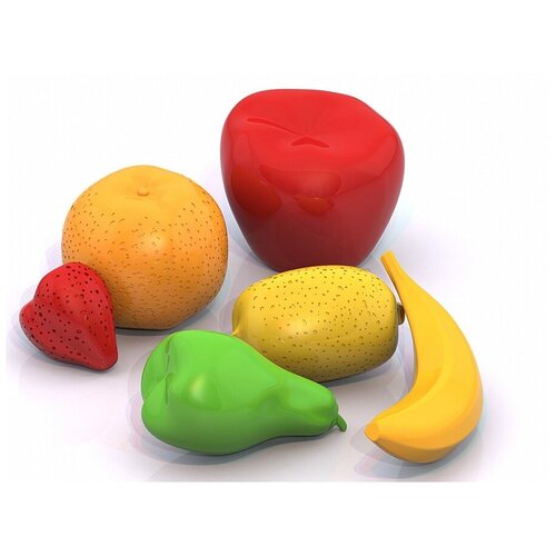 Игровой набор детский, Фрукты, 6 предметов, груша, апельсин, яблоко, банан, клубника, лимон.