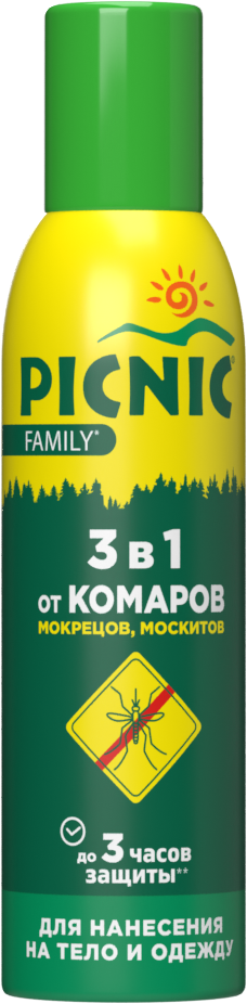 Аэрозоль Picnic Family от комаров с экстрактом алоэ