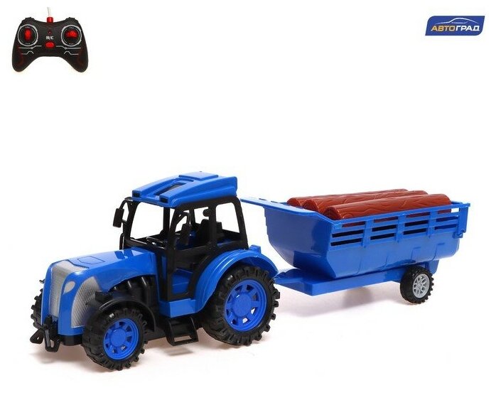 Автоград Трактор радиоуправляемый «Фермер» с прицепом работает от аккумулятора цвет синий