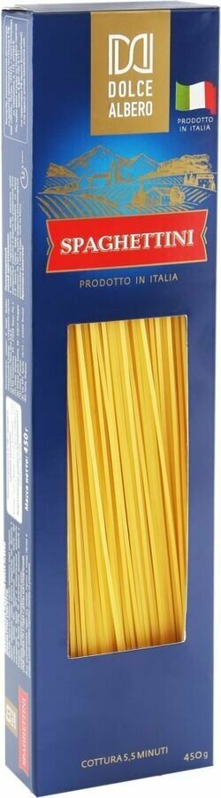 Макароны DOLCE ALBERO Spaghettini спагетти твердые сорта, 450г - фотография № 2