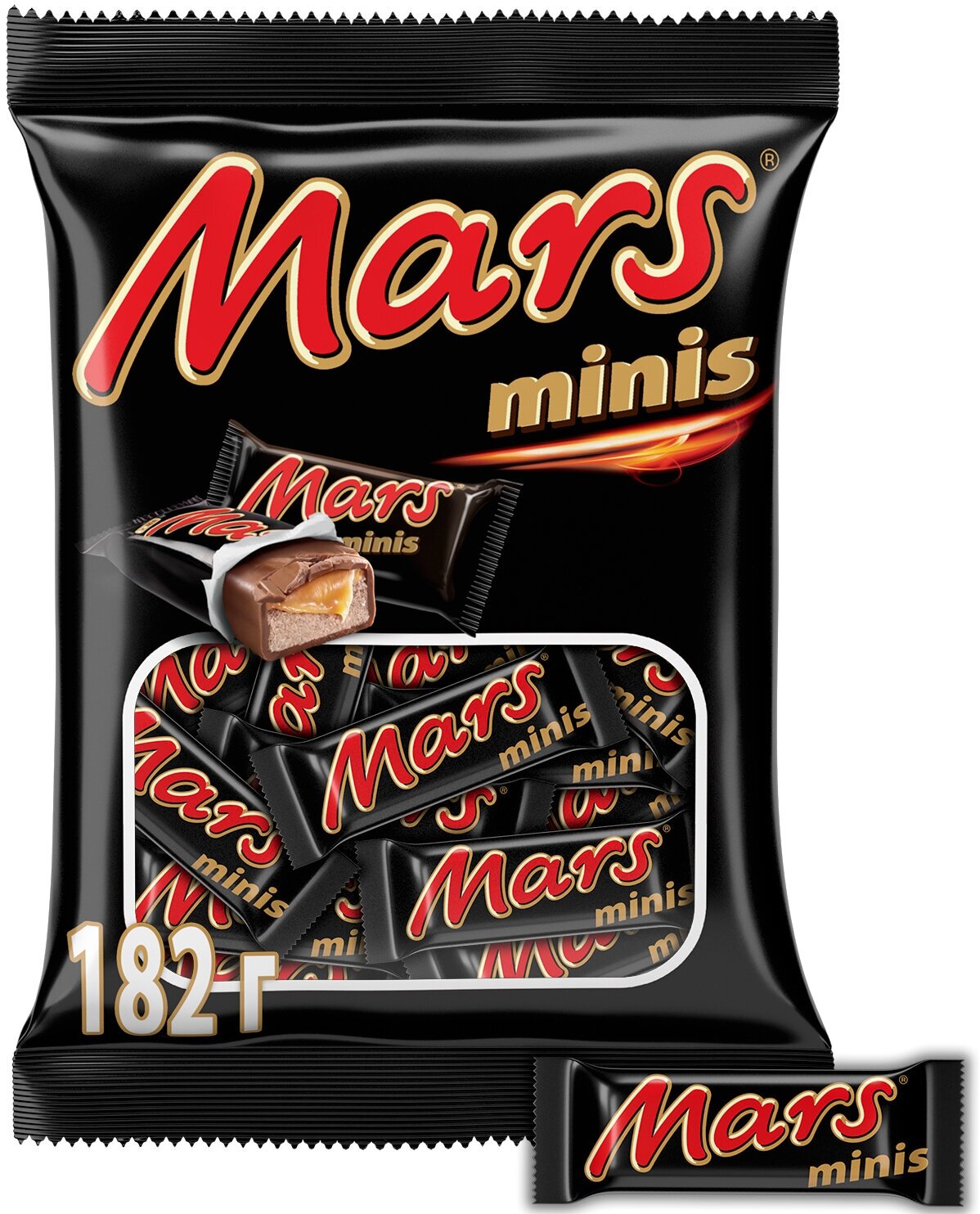 Mars Minis шоколадные конфеты с карамелью и нугой, пакет 182г
