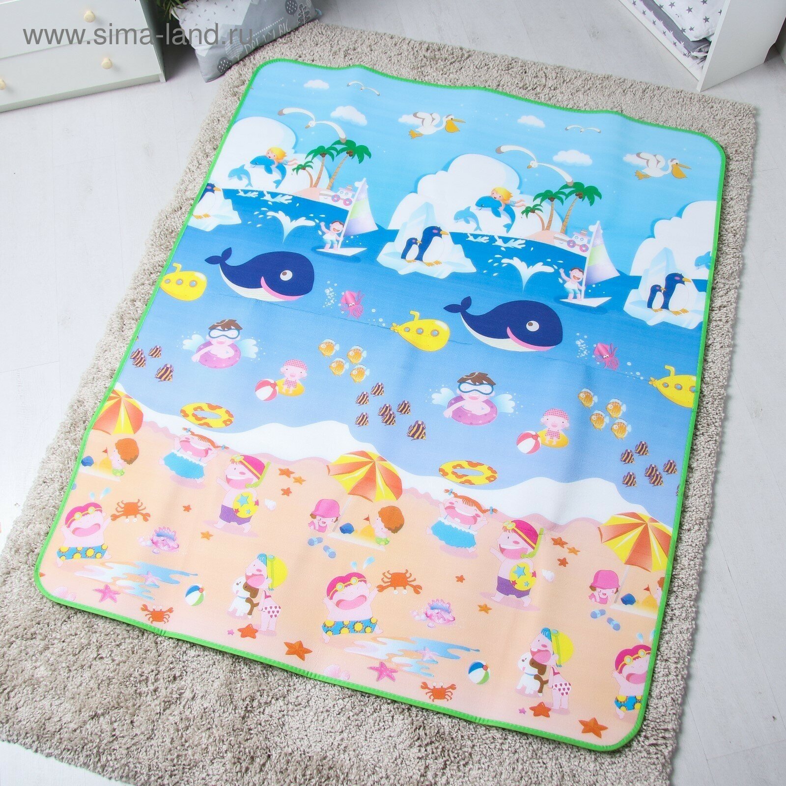 Игровой коврик для детей на фольгированной основе «Море и пляж», размер 180х150x0,5 см,