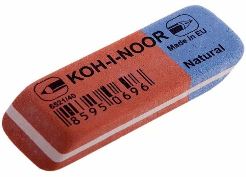 Ластик KOH-I-NOOR 6521/40 57х20х8мм для графита и чернил сине-красный