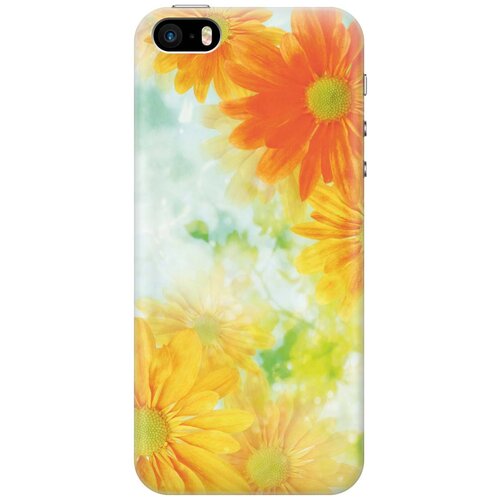 фото Gosso ультратонкий силиконовый чехол-накладка для apple iphone se / 5s / 5 с принтом "оранжевые цветы"