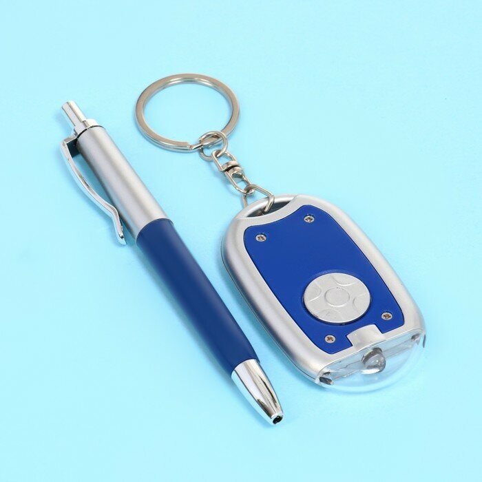 Набор подарочный 2в1 (ручка, фонарик синий) микс 476320