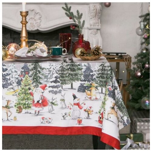 Скатерть 147x110 см Прямоугольная Новогодняя Саржа 3152₽