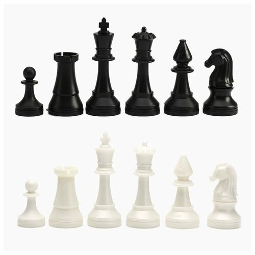 Шахматные фигуры турнирные, пластик, король h-10.5 см, пешка h-5 см стол шахматы шахматные фигуры белый 65x65 см кухонный квадратный с принтом