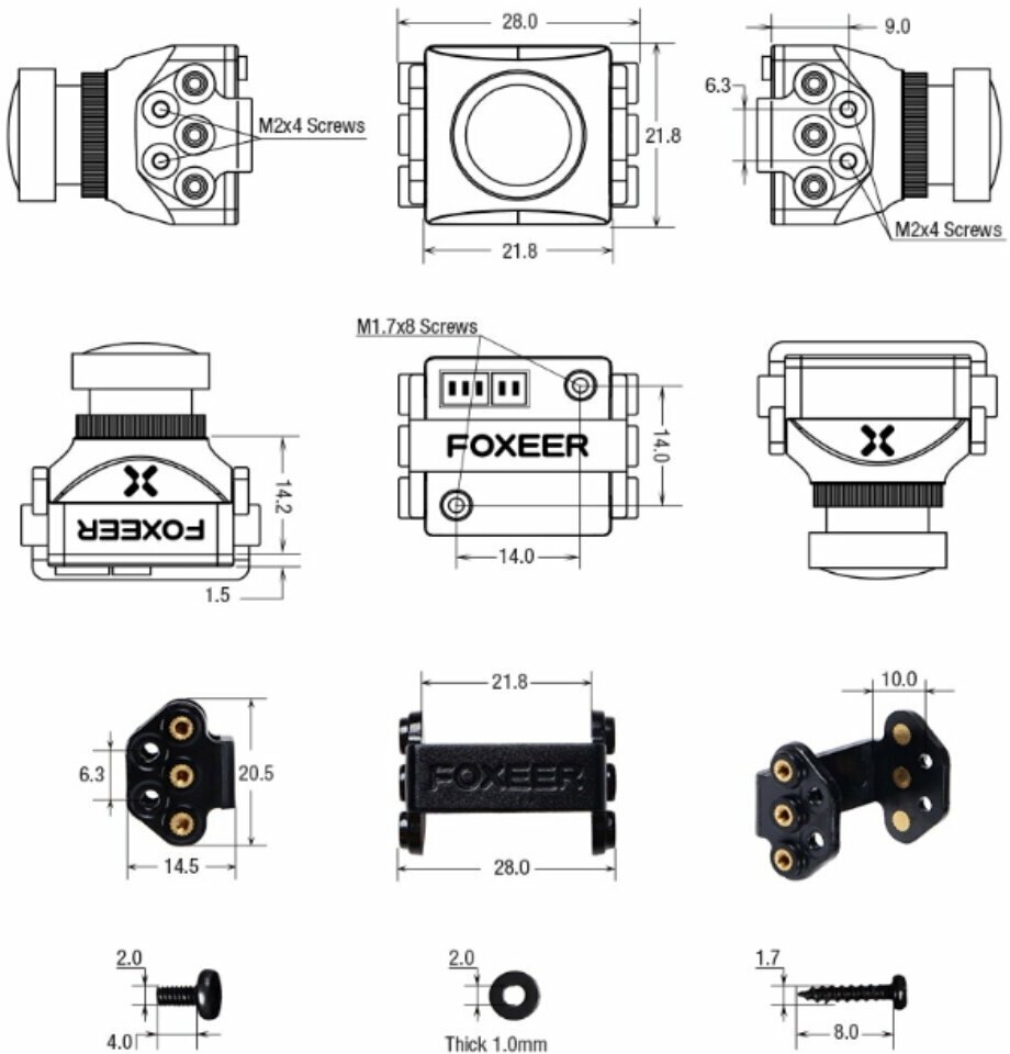 Камера Foxeer Razer Mini 1200 TVL FPV 4:3 объектив 2,1 мм для FPV гоночного дрона - фотография № 7