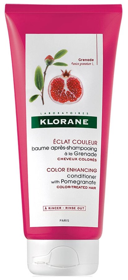 Klorane кондиционер Color Enhancing with Pomegranate с экстрактом граната для окрашенных волос, 200 мл