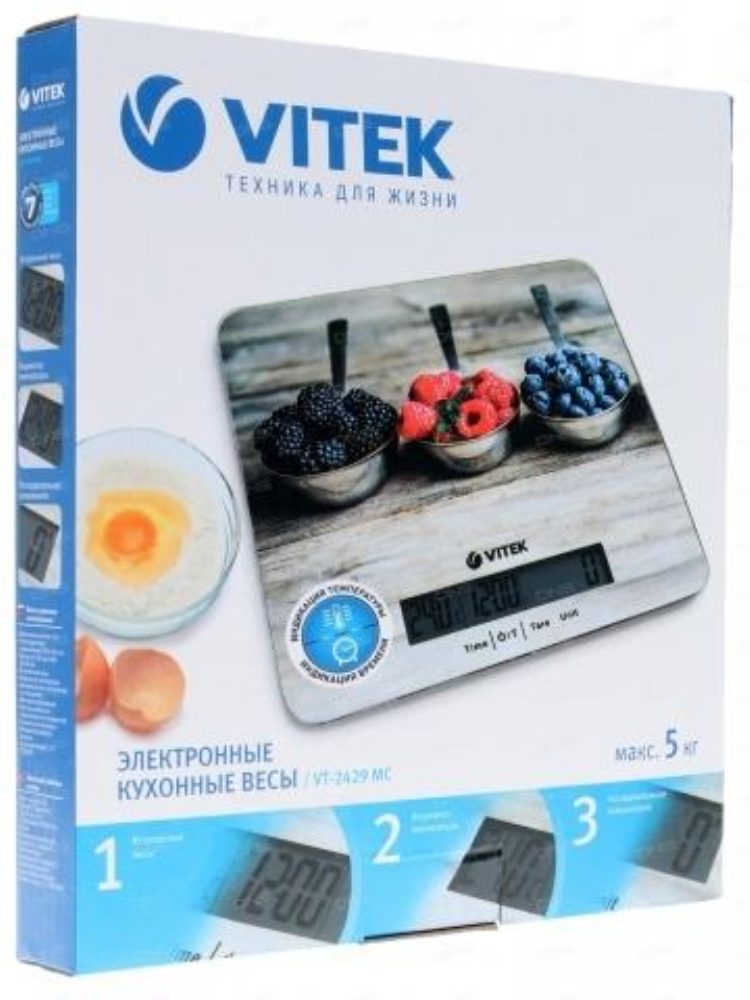 Весы кухонные VITEK VT-2429, бежевый/рисунок - фото №7