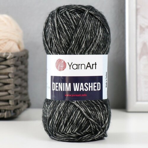 Пряжа YarnArt Denim Washed 30% акрил, 70% хлопок 130 м, 1 шт, 50 г, 923 черный меланж (9554809)