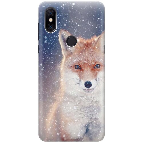 фото Cиликоновый чехол на xiaomi mi mix 3 / сяоми ми микс 3 с принтом "лисица в снегопад" gosso