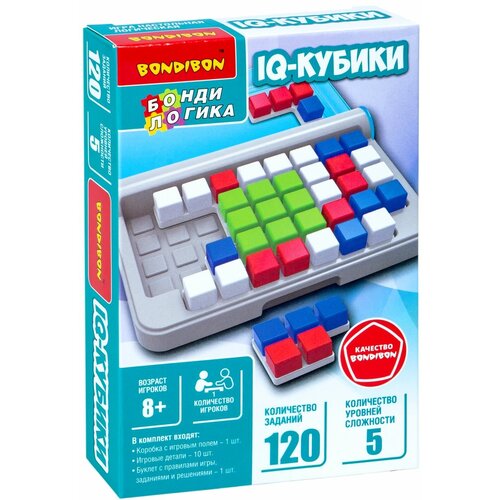 Игра настольная логическая БондиЛогика Bondibon iq-кубики ВВ5955 игра настольная логическая бондилогика bondibon iq колечки