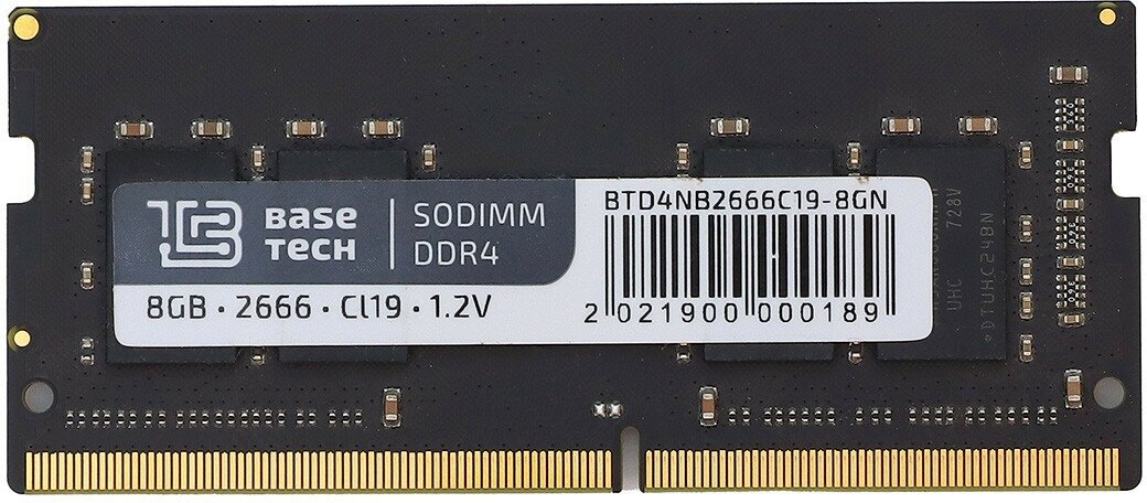 Память DDR4 SODIMM 8Gb, 2666MHz BaseTech (BTD4NB2666C19-8GN)