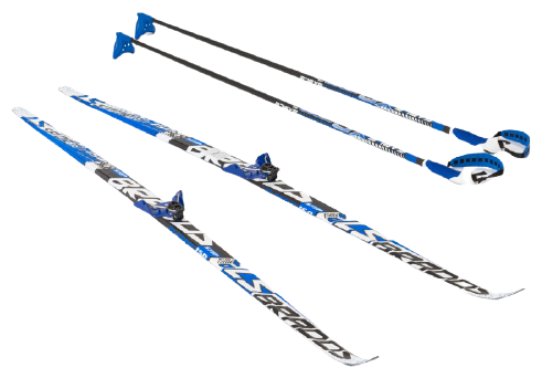 Лыжный комплект Stc с креплениями 75 мм с палками 150 STEP Brados LS Blue
