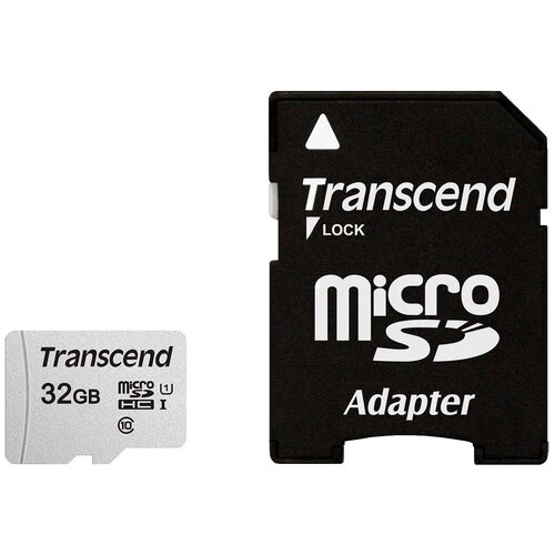 Карта памяти Transcend microSD 32 ГБ, UHS-I U1, R/W 100/25 МБ/с, серебристый