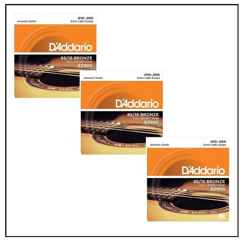 D'ADDARIO EZ900 - струны для акустической гитары, бронза 85/15, Extra Light 10-50