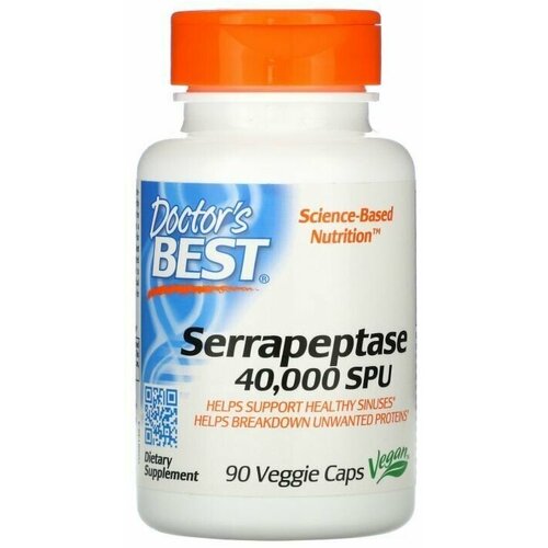 Doctor's Best, Serrapeptase, Серрапептаза, 40 000 SPU, 90 капсул
