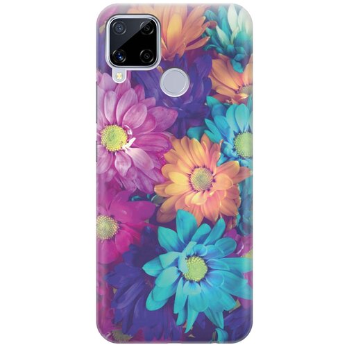 фото Cиликоновый чехол на realme c15 / рилми с15 с принтом "много цветов" gosso