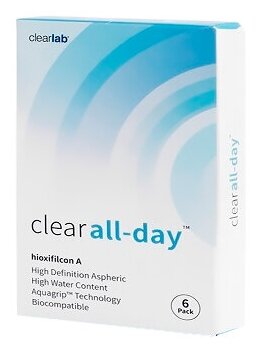 Контактные линзы Clearlab Clear All-Day Ежемесячные, -05,00 / 14.2 / 8.6, 6 шт.