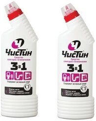 Чистящее средство санитарно-гигиеническое Чистин 3в1, активный хлор, 750мл, 2 штуки