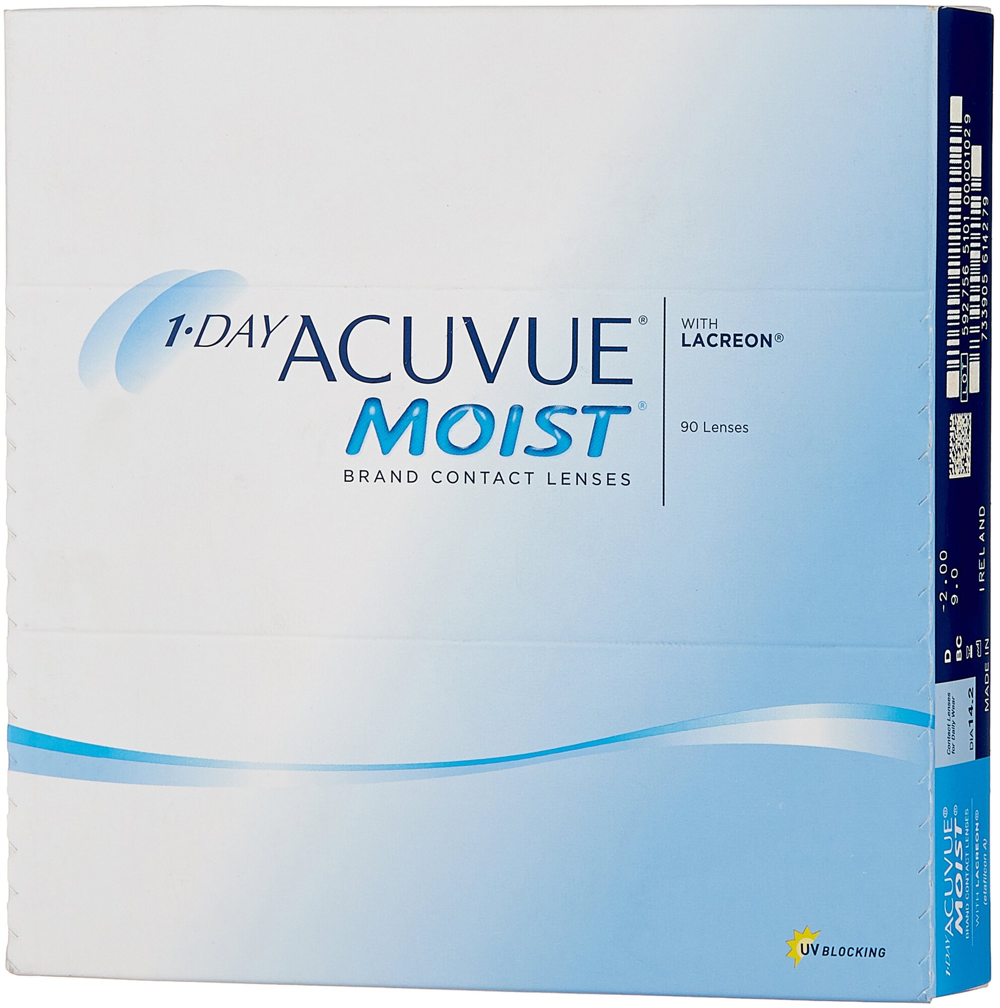 Контактные линзы 1 DAY Acuvue MOIST (90 pack), 9,0, -2,00