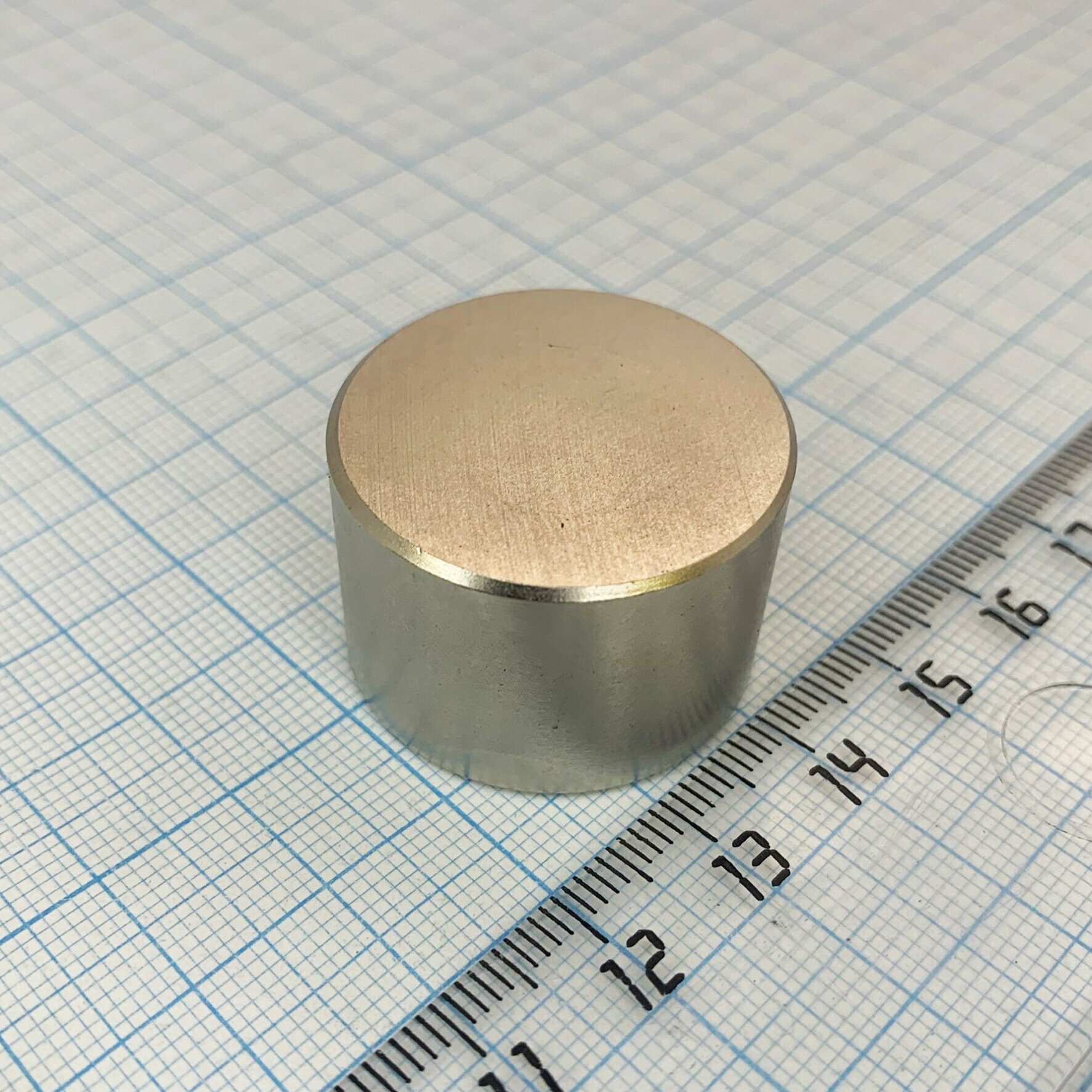 Неодимовый магнит диск 30 х 20 мм, серебристый, NdFeB-30x20-N33 — фото 1