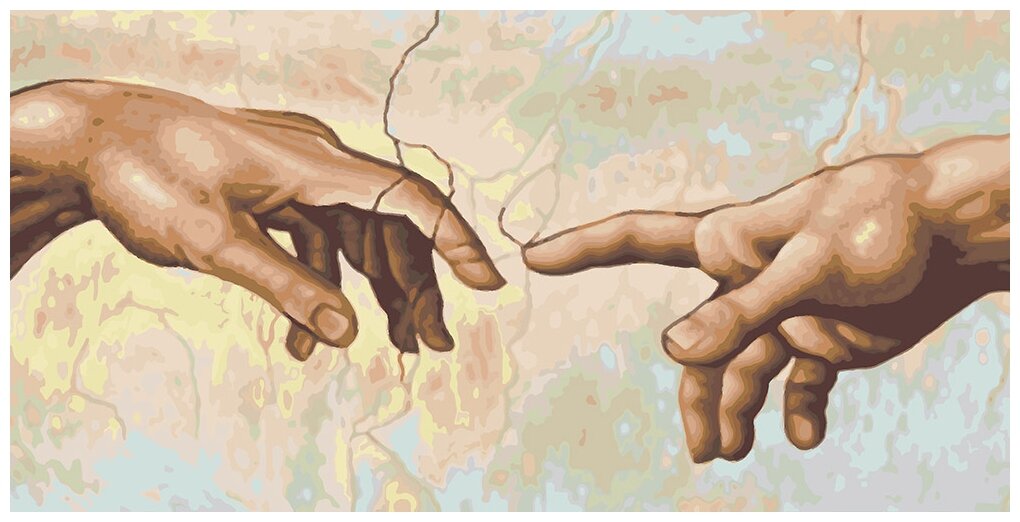 Картина рука тянется к руке микеланджело