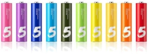 Комплект батареек алкалиновых ZMI Rainbow типа AA 10 шт. разноцветные (AA 501 Colors)