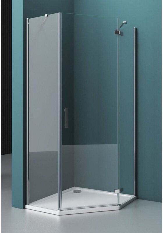 BelBagno Душевой уголок BelBagno Kraft, 80 х 80 х 195 см, стекло прозрачное, профиль хром, правый, KRAFT-P-1-80-C-Cr-R