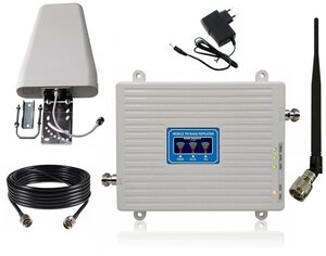 Фото Трехчастотный (900/1800/2100МГц) комплект-усилитель сотовой связи и интернета 2G/3G/4G LTE, две антенны+кабель