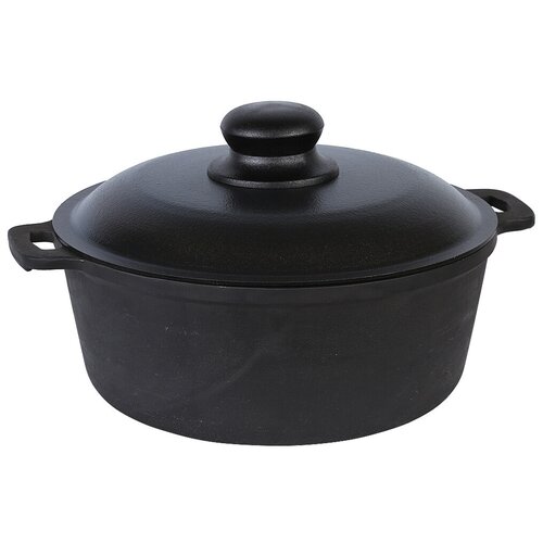 Кастрюля чугунная майстерня объём 3 литра с алюминиевой крышкой, цвет чёрный