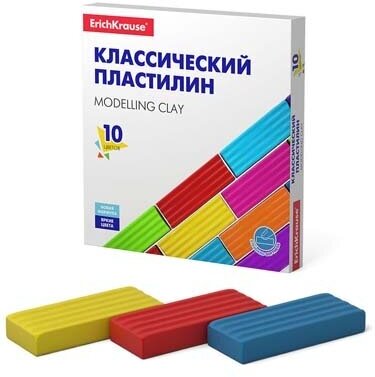 Пластилин 10 цв. Er.Krause Классический "Basic" в к/кор 160гр 50640 (3/7/28)