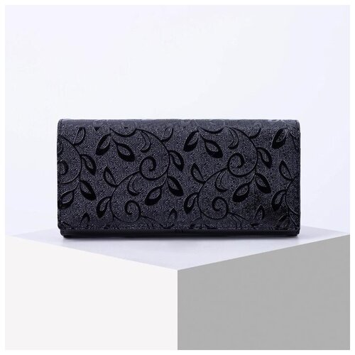 фото Кошелек жен 04-01-01, 19*3*9 см, 3 отд, д/карт, д/монет, 2 отд рамка, черный 6491258 сима-ленд