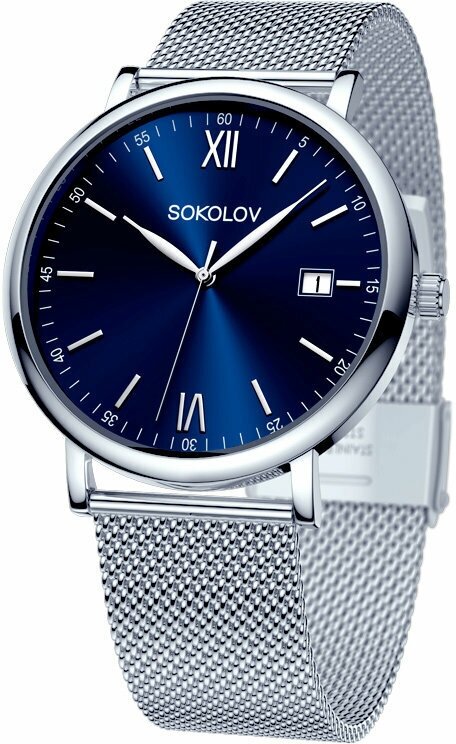 Наручные часы SOKOLOV Мужские стальные часы SOKOLOV 310.71.00.000.02.01.3, синий, серебряный