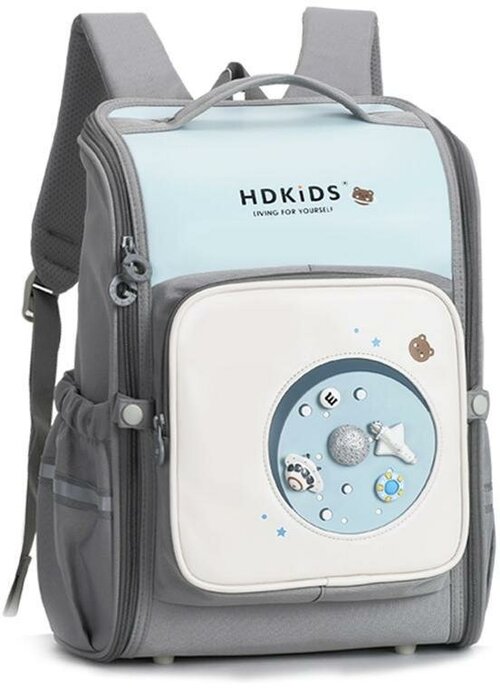 Рюкзак школьный, ранец для начальных классов, цвет светло-серый