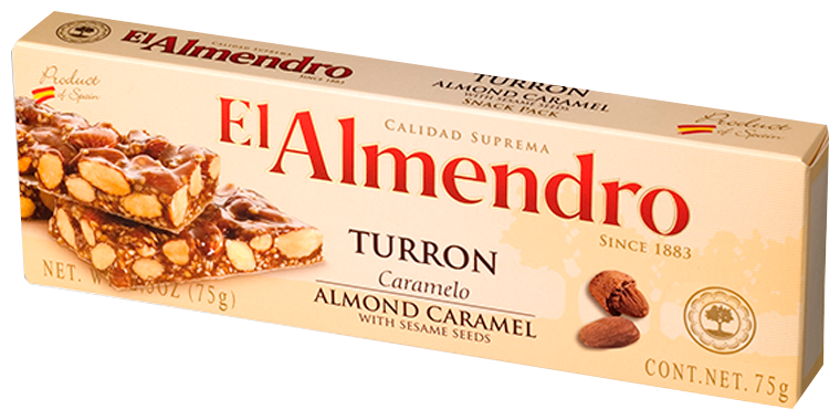 Хрустящий миндальный туррон El Almendro с кунжутом/Caramel Turron 75 г. - фотография № 1