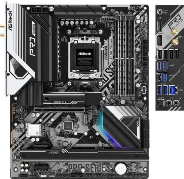 Материнская плата ASRock X670E PRO RS Socket AM5 AMD X670 4xDDR5 1xPCI-E 16x 2xPCI-E 1x 6xSATA III ATX Retail