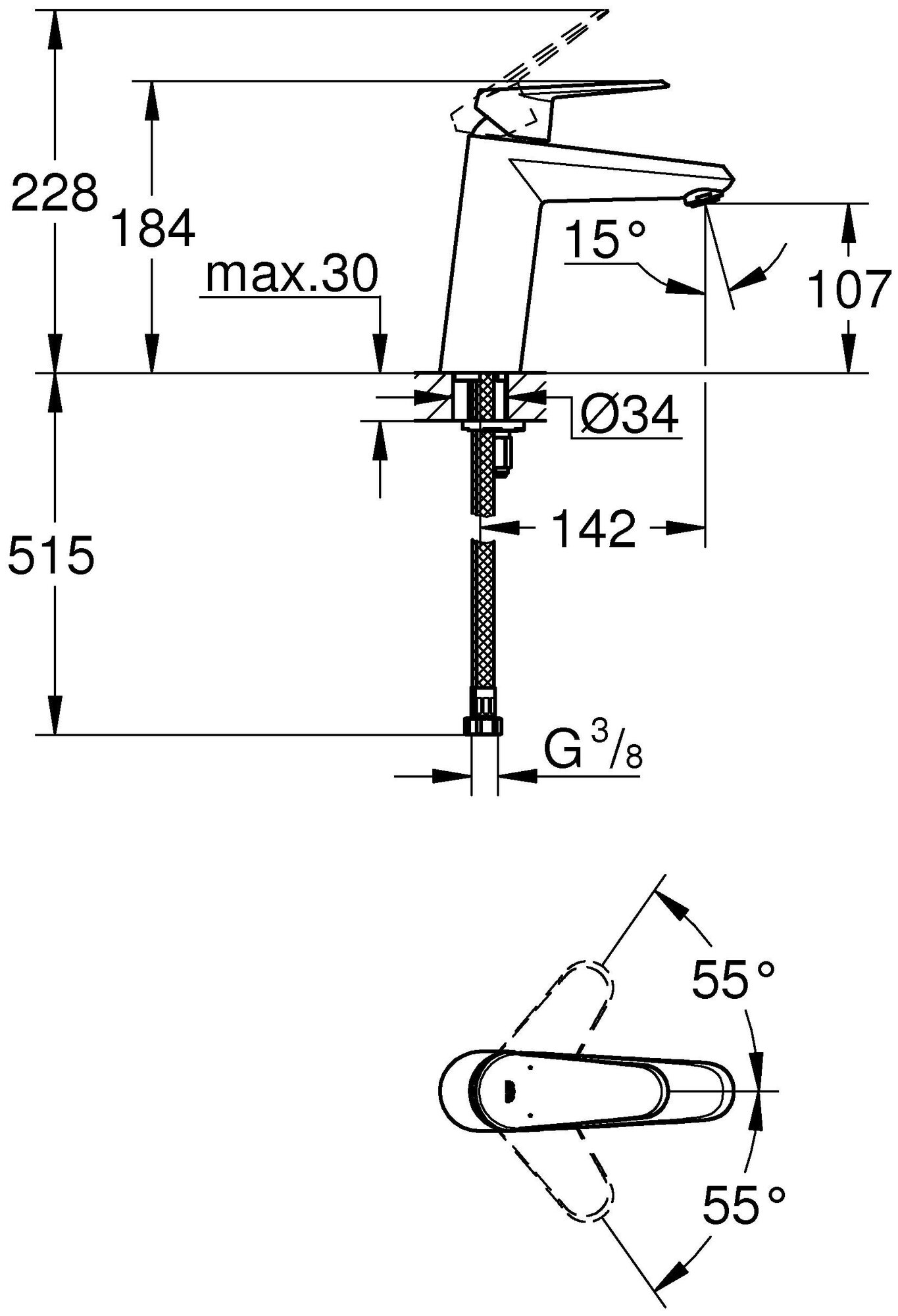 Смеситель для раковины (умывальника) Grohe Eurodisc Cosmopolitan 23449002 - фотография № 3