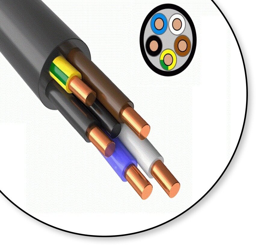 Кабель медный силовой для электропроводки ВВГнг(А)-LS 5x6 ГОСТ мм2 .