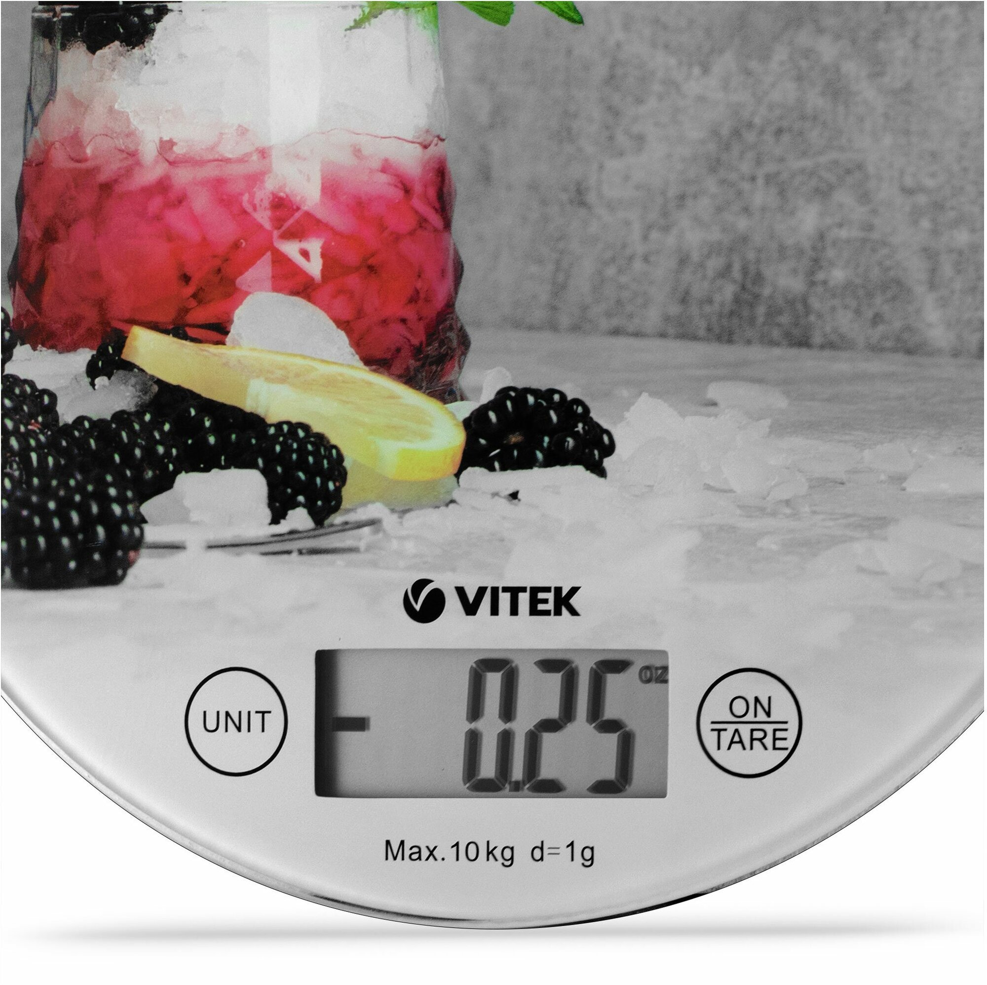 весы кухонные VITEK Harmony VT-8025 до 10кг стекло - фото №3